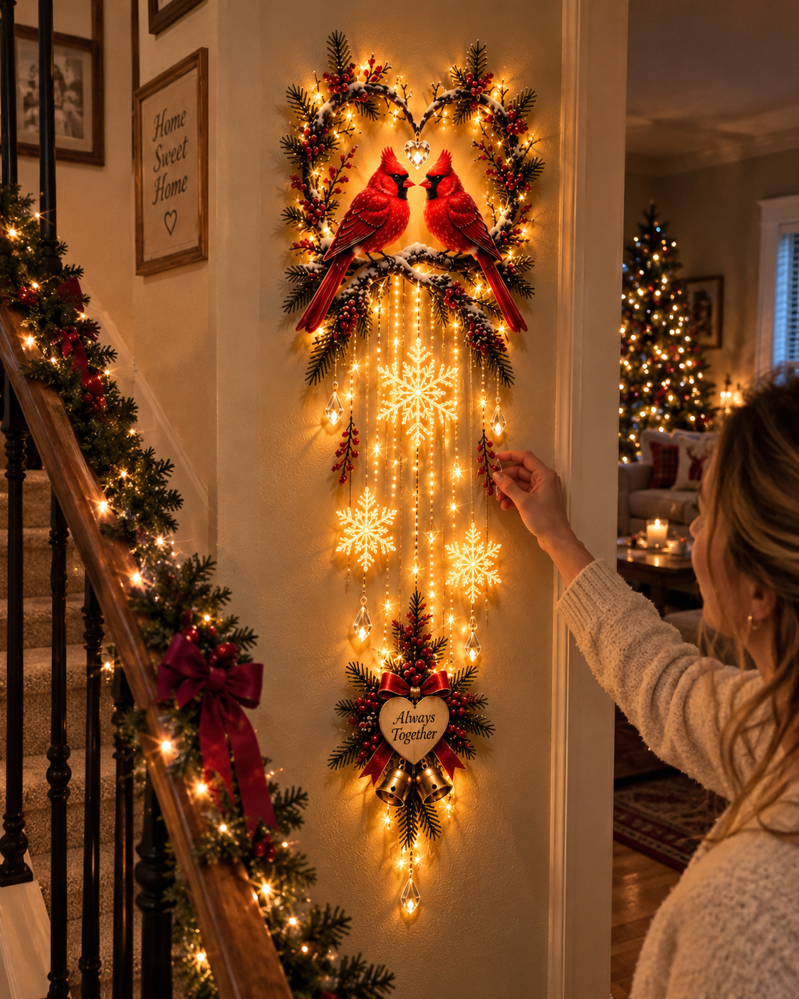 🐦 Always Together Cardinals™ – Lighted Christmas Wall Decor