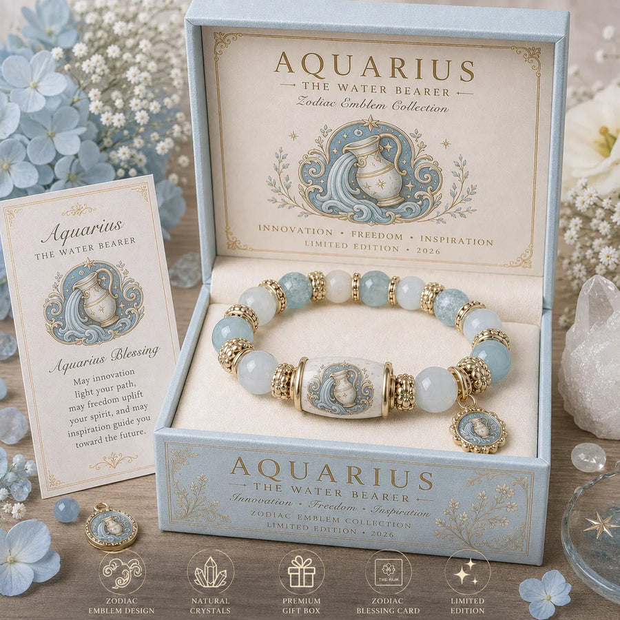 Aquarius zodiac chalcedony bracelet