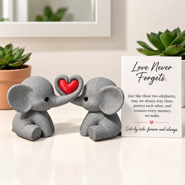 🐘 Elephant Couple Heart Decor – A Sweet Symbol of Love & Togetherness