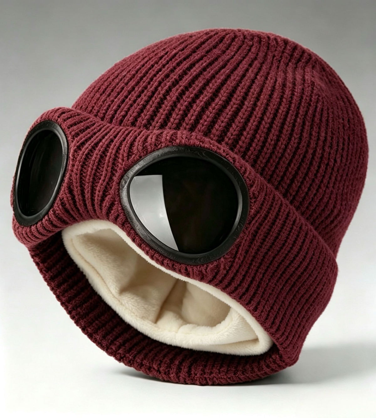 🌬️ Windproof Winter Beanie With Goggles, Warm Knit Hat for Outdoors