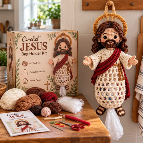 🧶 Beginner-Friendly Blessed Home Crochet Bag Holder DIY Kit | 4 Faith-Inspired Designs with Yarn, Tools & Guide Included ✝️