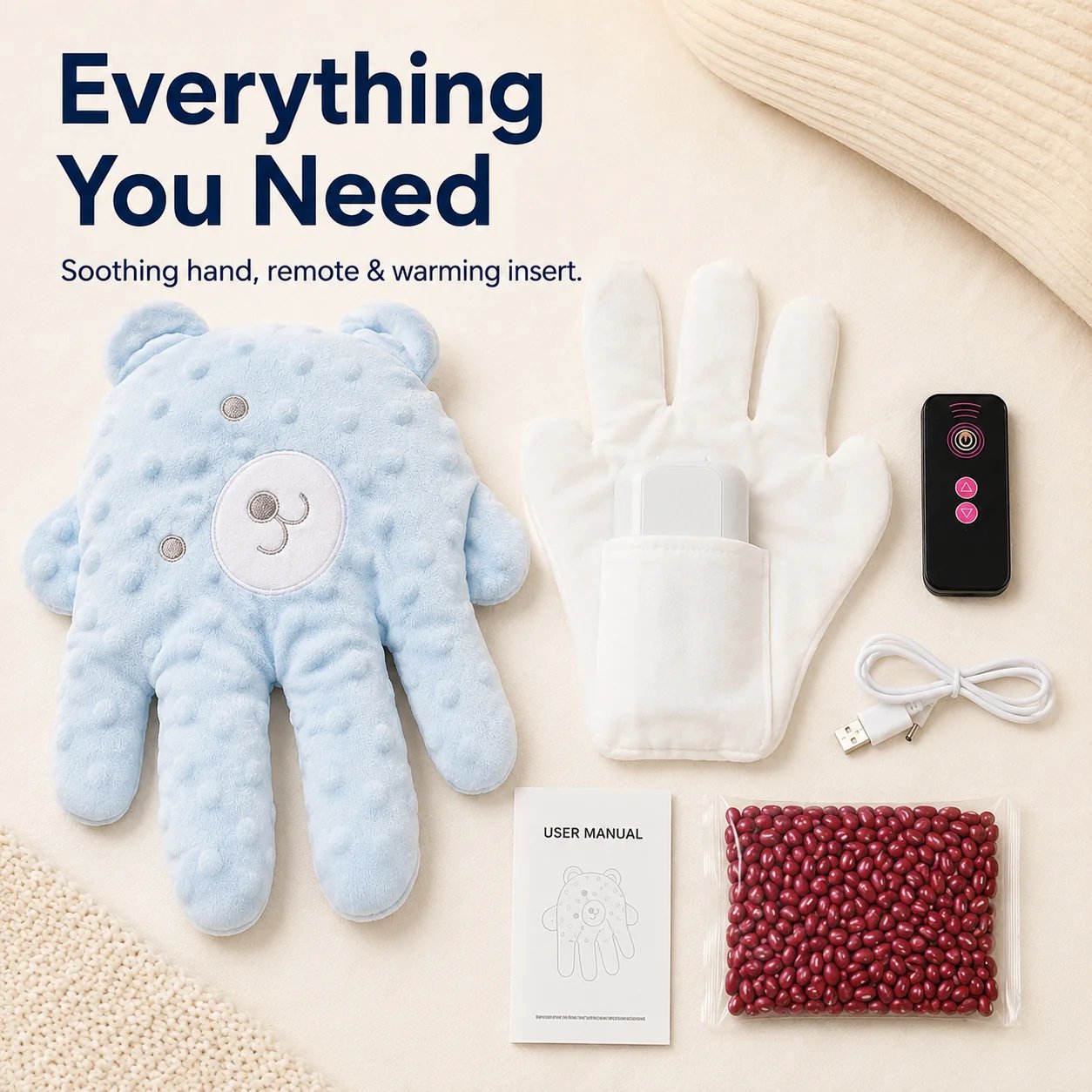 👶 Baby Soothing Rhythmic Palm – Remote-Controlled Patting & Warmth ☁️