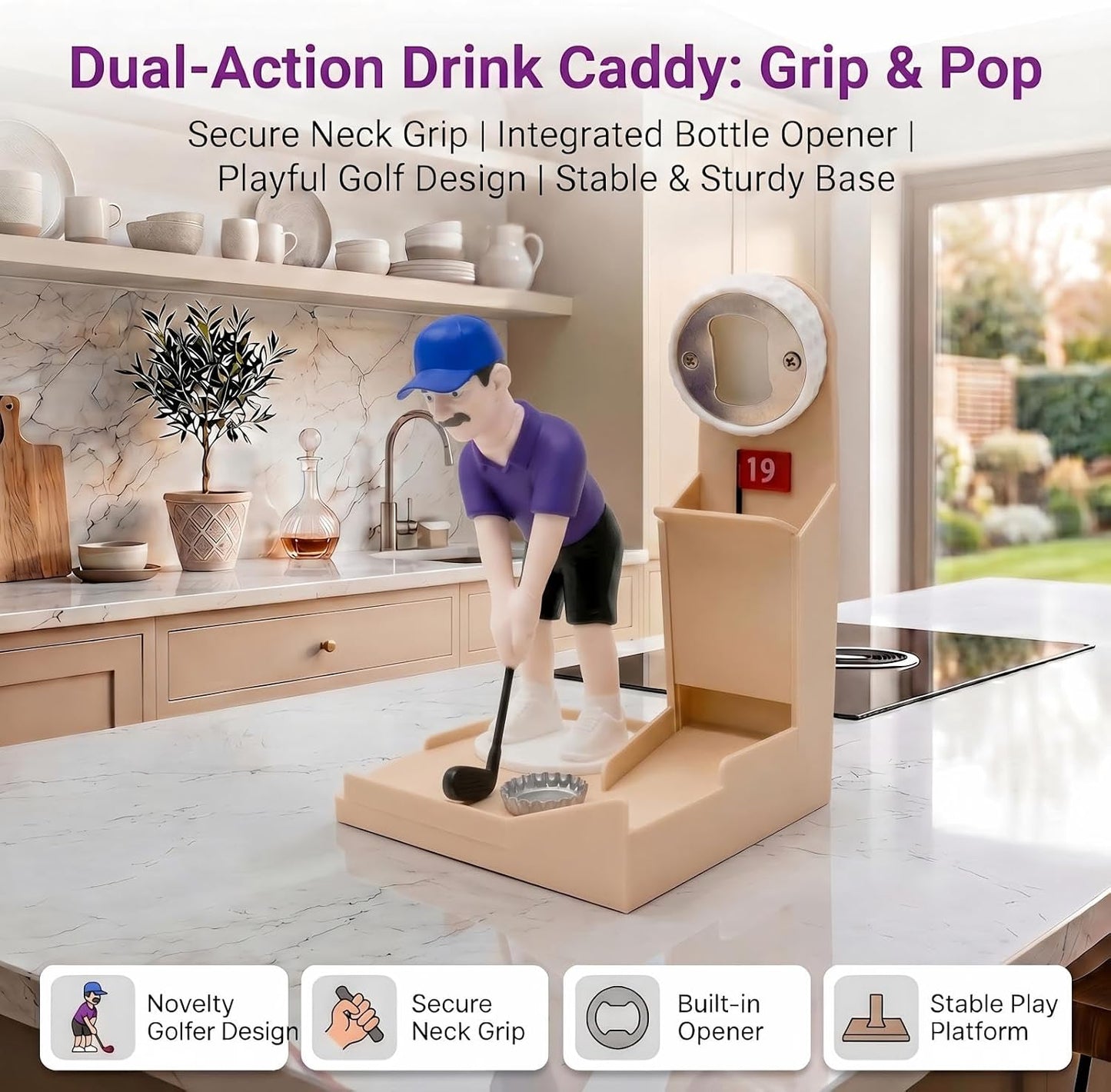 🎖️Golf Bottle Opener Game, Automatic Beer Cap Launcher & Catcher