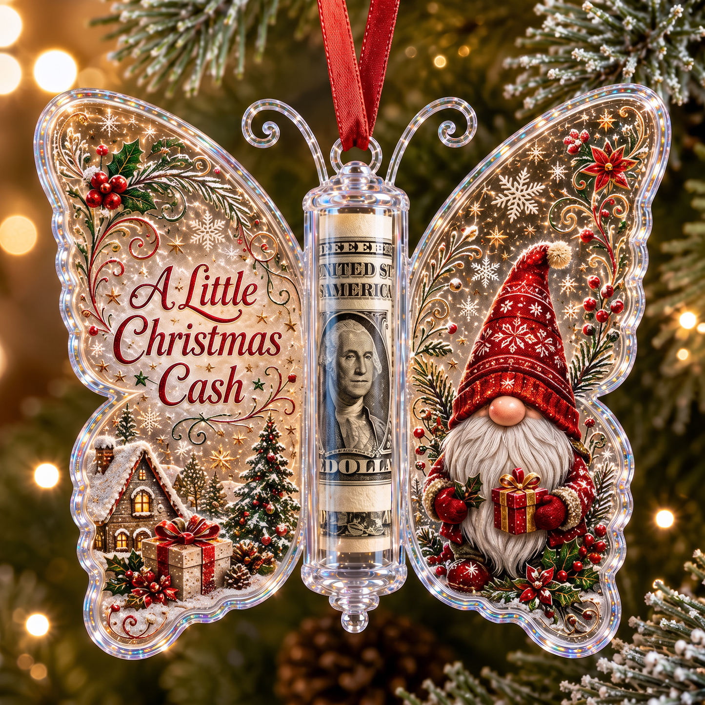 🦋 Butterfly Christmas Money Gift Ornament