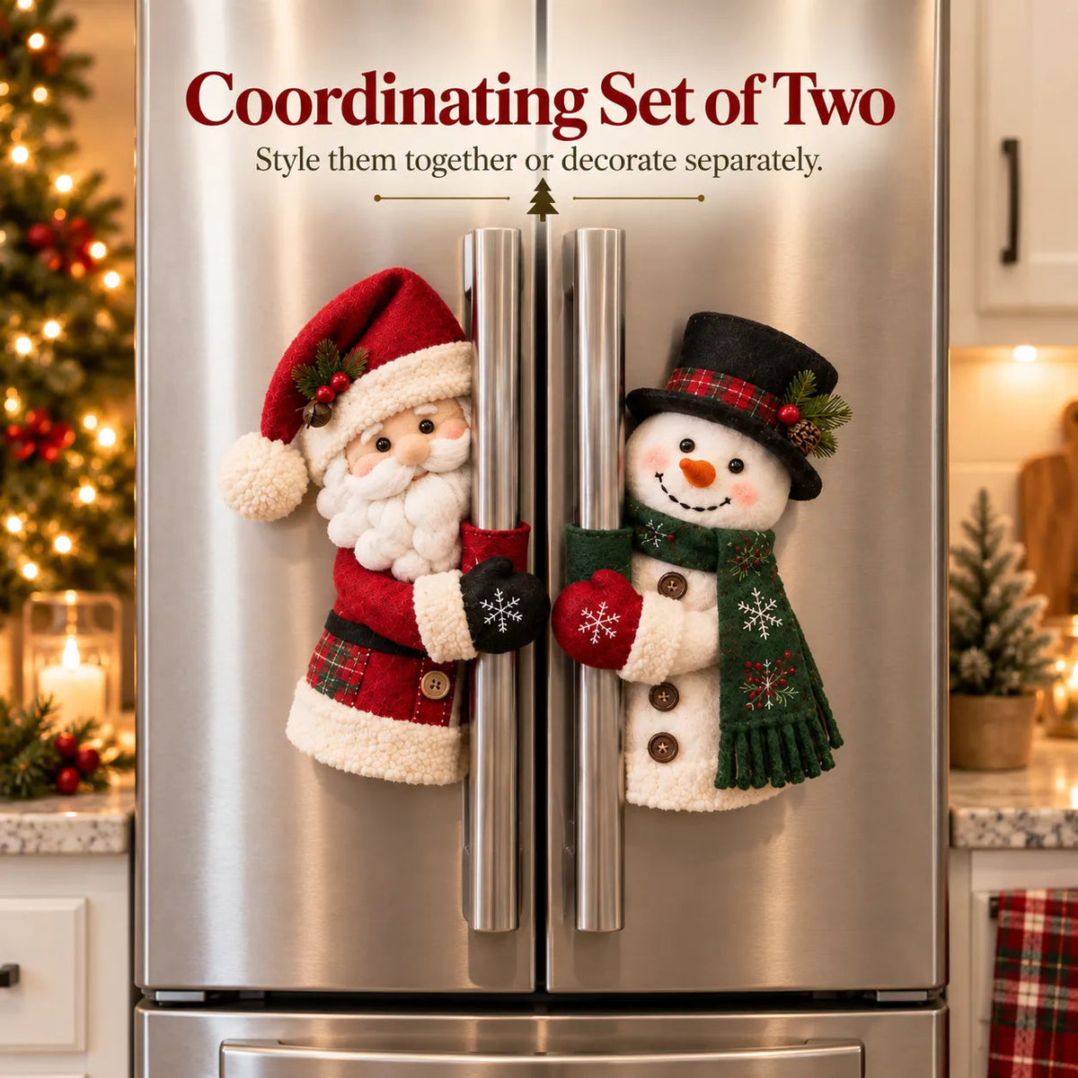 ☃️🎅 Christmas Santa & Snowman Handle Huggers – Set of 2