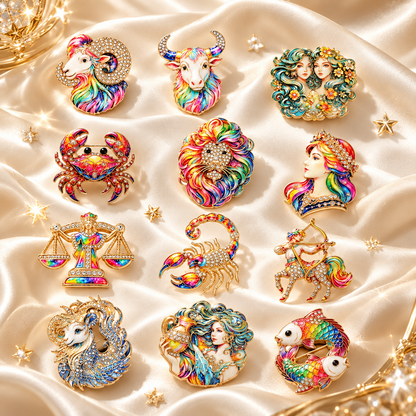 Luxury Zodiac Enamel Brooch – Choose Your Sign