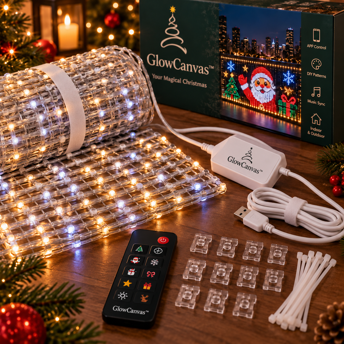 🎄 GlowCanvas Smart Christmas Curtain Lights – App-Controlled DIY Animated LED Display