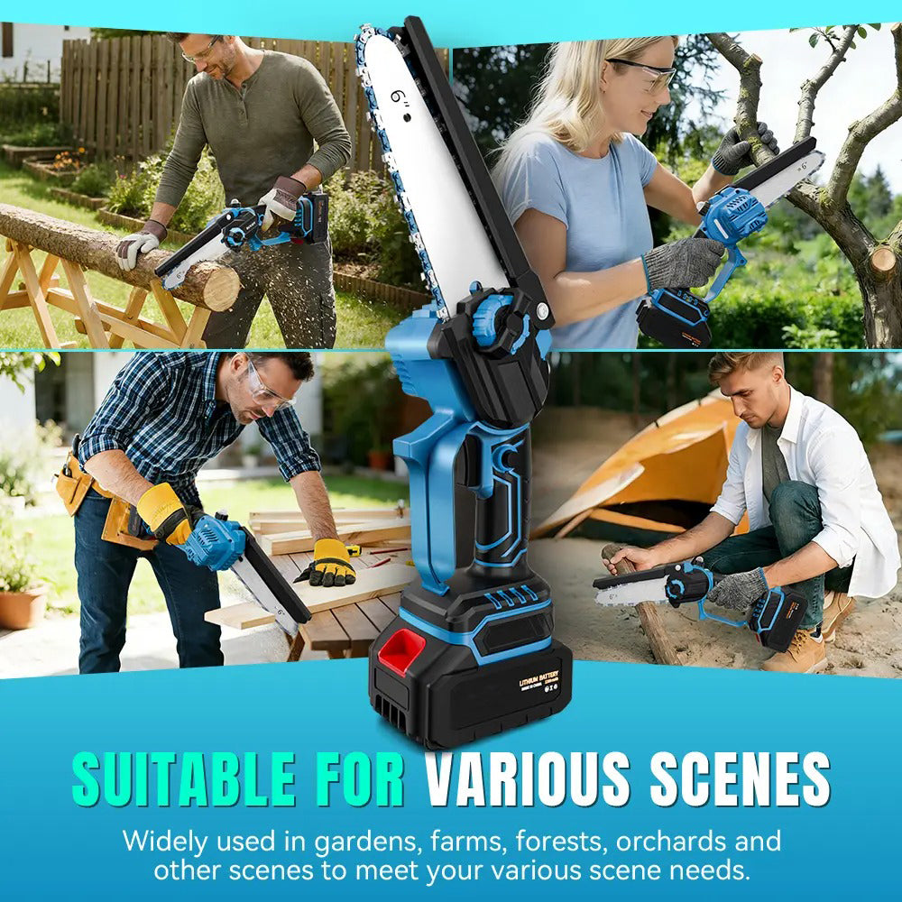 6-Inch Cordless Mini Chainsaw | One-Hand Electric Wood Cutter for Garden & Yard