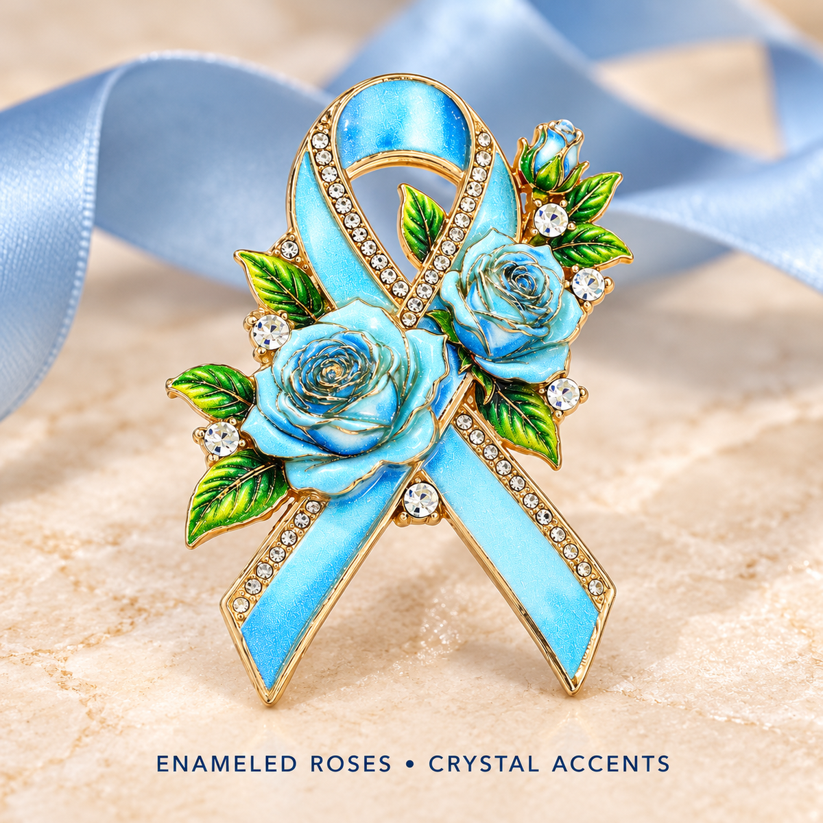 Hope Blooms™ Rose Ribbon Brooch – A Symbol of Strength, Love & Breast Cancer Awareness