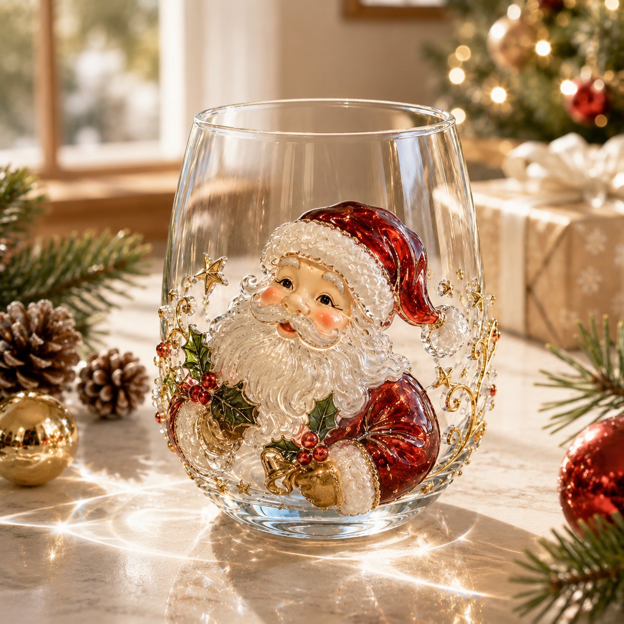 🎄✨ Christmas Glass Art Cup | Luxury Holiday Glassware for Drinks, Decor & Christmas Gifts 🎁