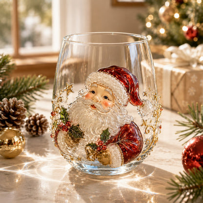🎄✨ Christmas Glass Art Cup | Luxury Holiday Glassware for Drinks, Decor & Christmas Gifts 🎁