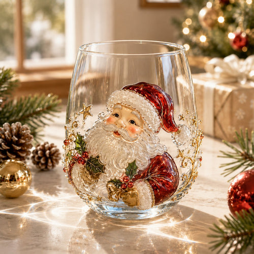 🎄✨ Christmas Glass Art Cup | Luxury Holiday Glassware for Drinks, Decor & Christmas Gifts 🎁