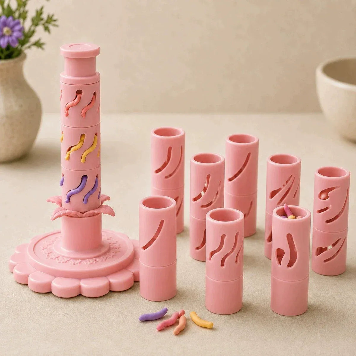 ⏳ Last Day 49% OFF – 🌸 Beginner-Friendly Clay Bloom Maker Set | Reusable 3D-Printed Flower Shaping Tool with Interchangeable Sleeves & 24-Color Modeling Clay Included ✨