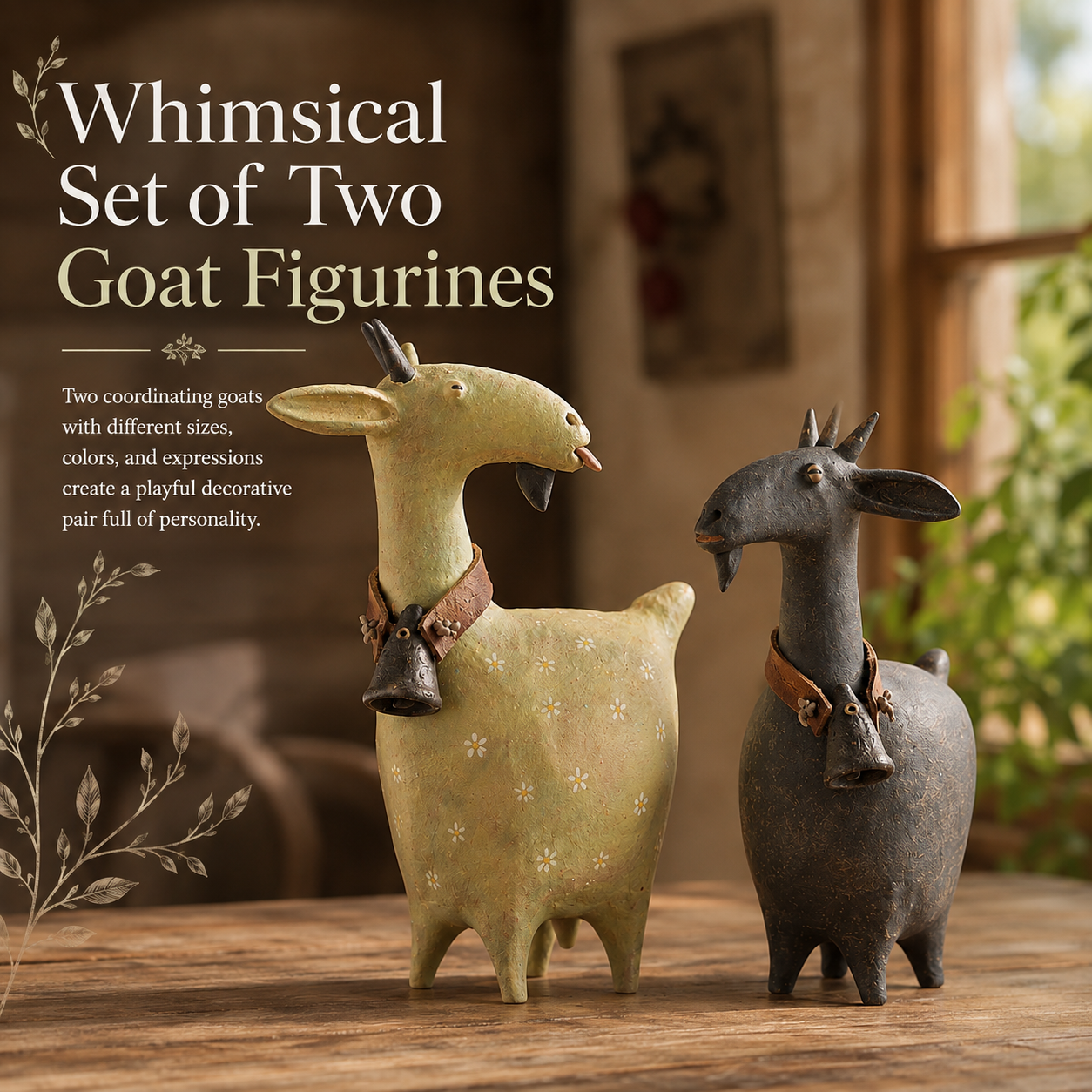 Rustic goat figurine details