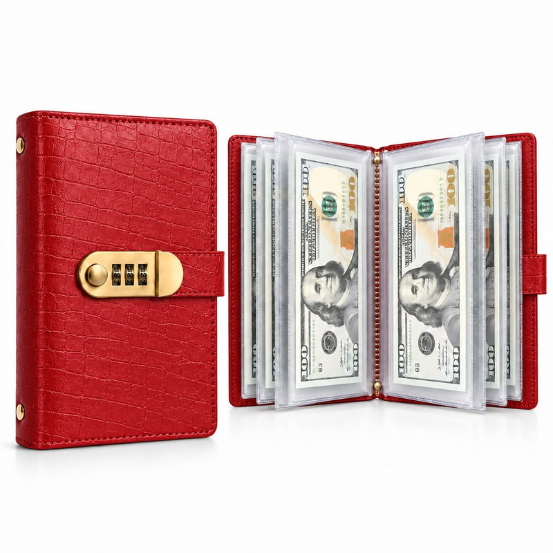 Red lockable cash savings binder