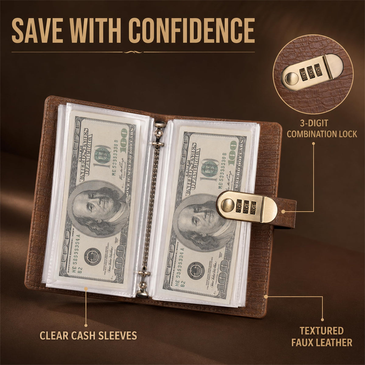 Lockable Cash Savings Binder & Budget Organizer