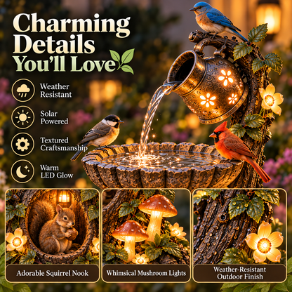 ⏰ Limited Stock 49% OFF - 🐿️ Solar Birdbath Fountain Garden Decor