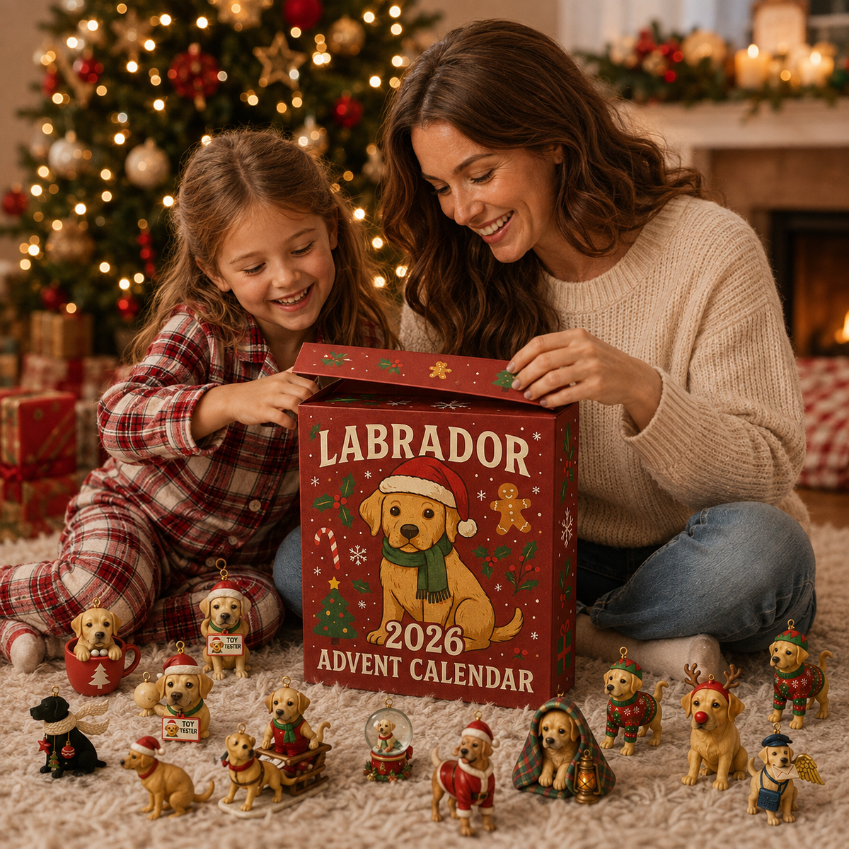Family enjoying Labrador Advent Calendar