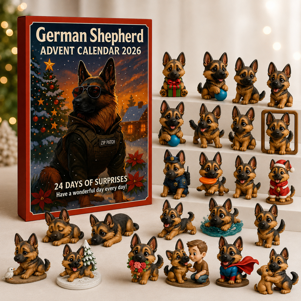 German Shepherd advent calendar with 24 holiday surprises