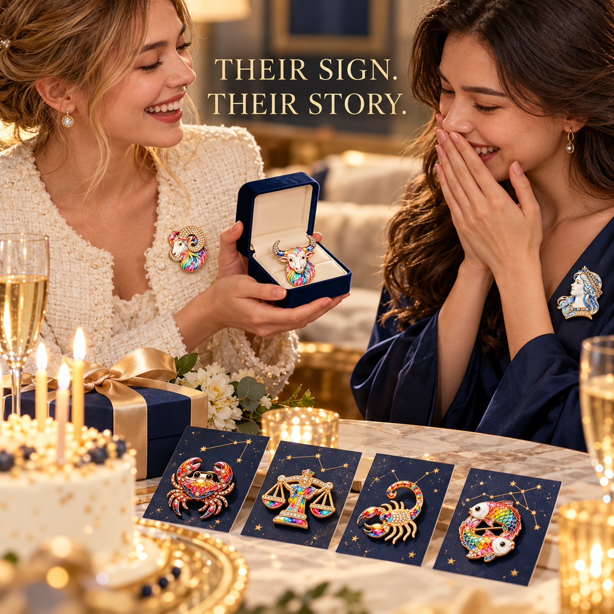 Luxury Zodiac Enamel Brooch – Choose Your Sign