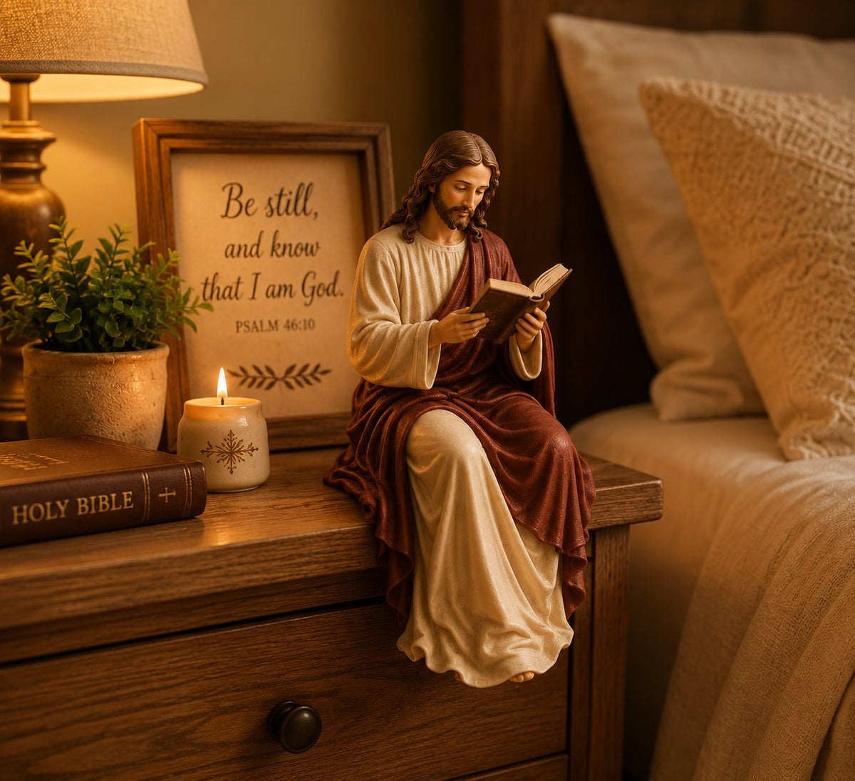 ✝️📖Faith & Wisdom Jesus and Mary Shelf Decor