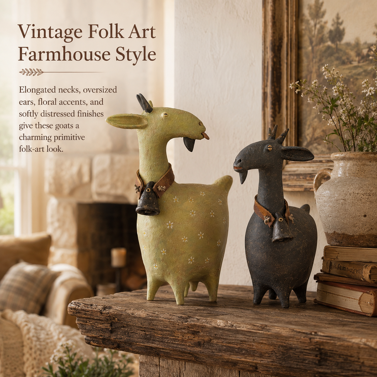 Farmhouse goat figurines home display