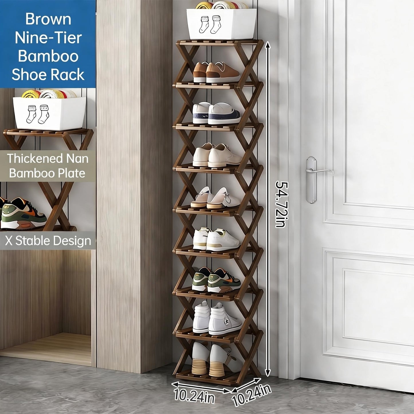 The 9-Tier No-Assembly Bamboo Rack ! ✨👟