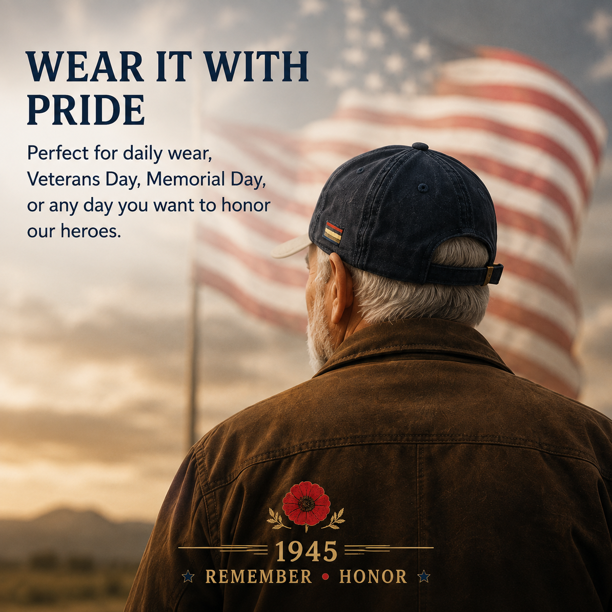 🎁 The Greatest Generation 1945 Memorial Poppy Cap – Remember & Honor