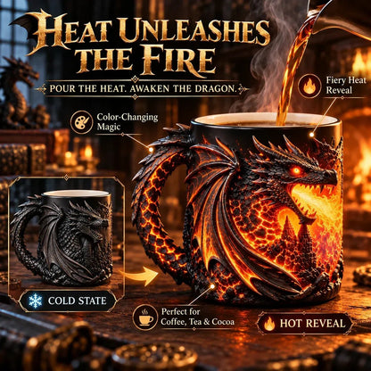 🔥 Ultimo giorno: SCONTO DEL 50% 🐉 Tazza magica 3D 'Dragonfire' con effetto termico | Versa una bevanda calda. Risveglia il drago.🔥