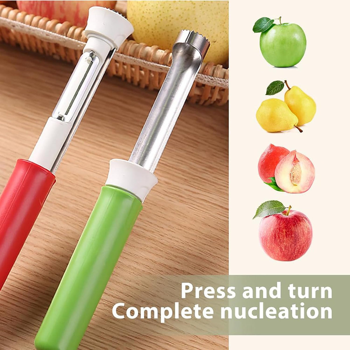 2 in 1 Apple Corer and Peeler, Apple Core Removal Tool, Stainless Steel Fruit Corer 🍎