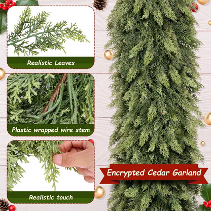 🎁Hot Sale Promotion 49% OFF🔥5-6 FT Christmas Cedar Garland for Mantle