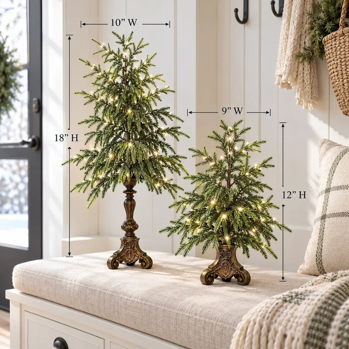 🎄🌙Vintage Lighted Norfolk Pine Trees