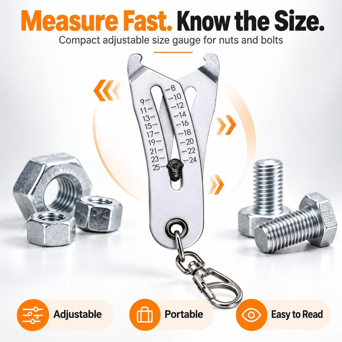 💯🔧 Portable Nut & Bolt Size Gauge