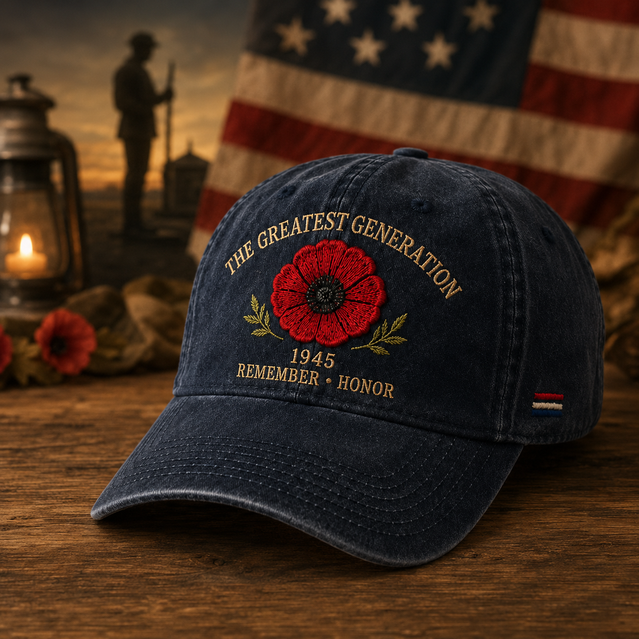 🎁 The Greatest Generation 1945 Memorial Poppy Cap – Remember & Honor