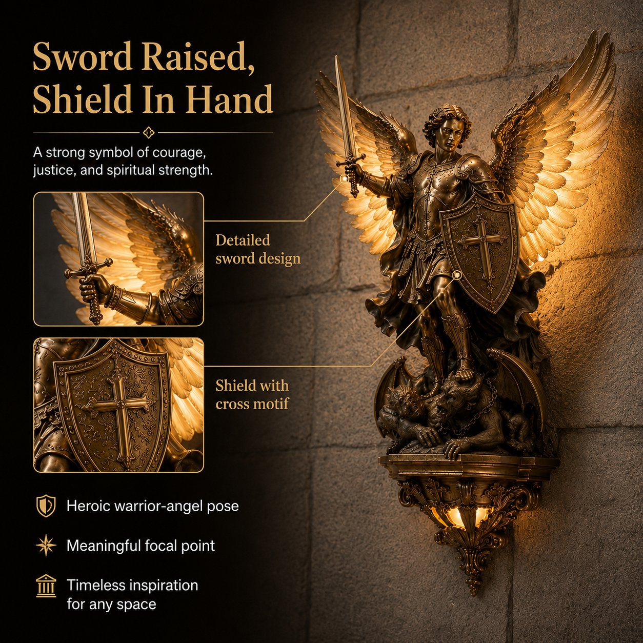 Divine Archangel Wall Light | Protection & Faith Decor