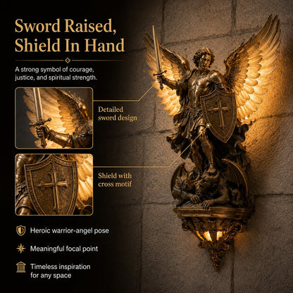 Divine Archangel Wall Light | Protection & Faith Decor