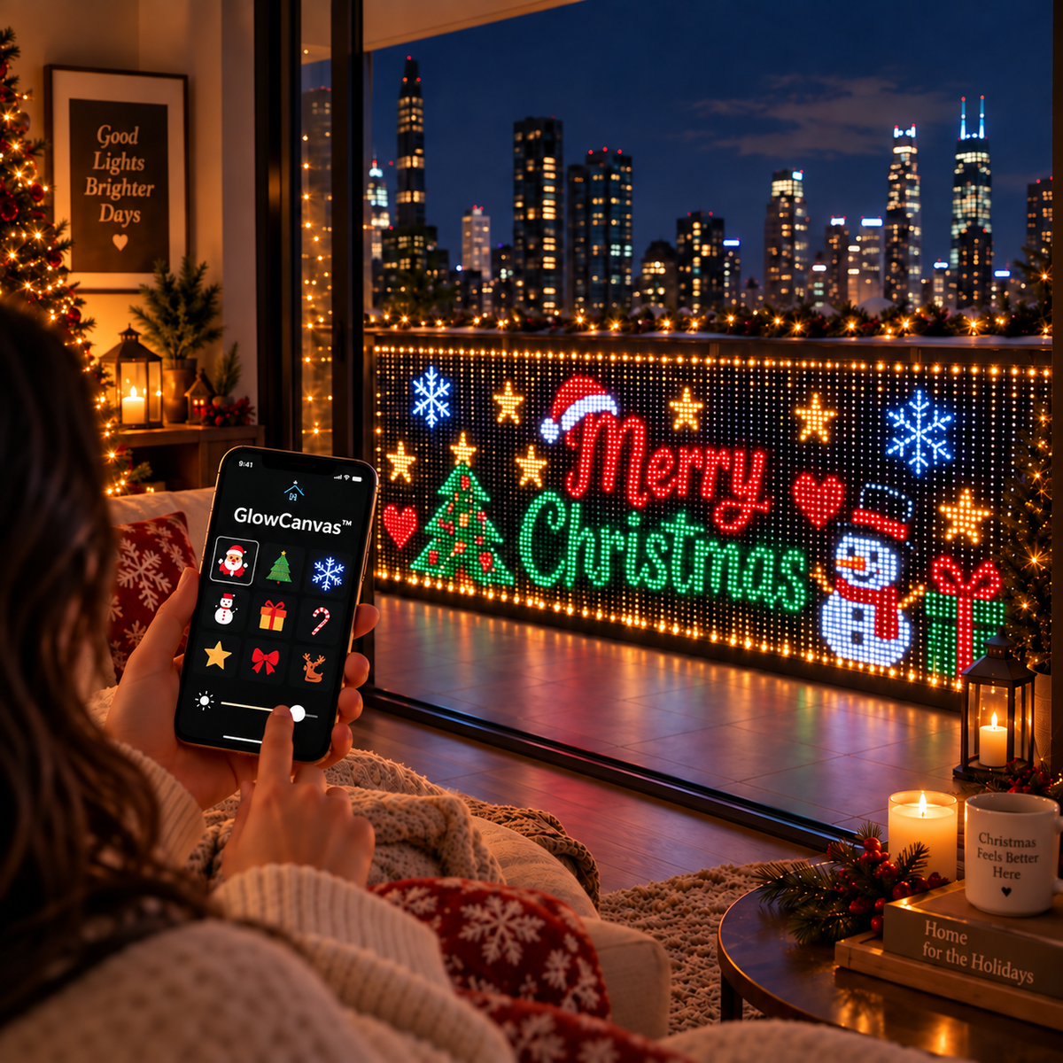 🎄 GlowCanvas Smart Christmas Curtain Lights – App-Controlled DIY Animated LED Display