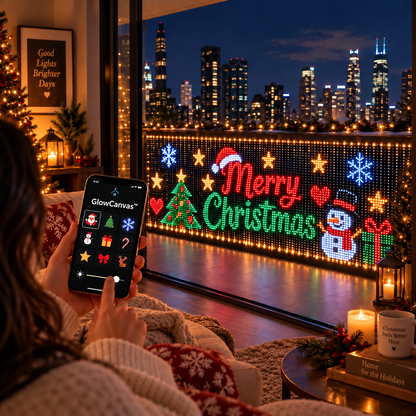 🎄 GlowCanvas Smart Christmas Curtain Lights – App-Controlled DIY Animated LED Display