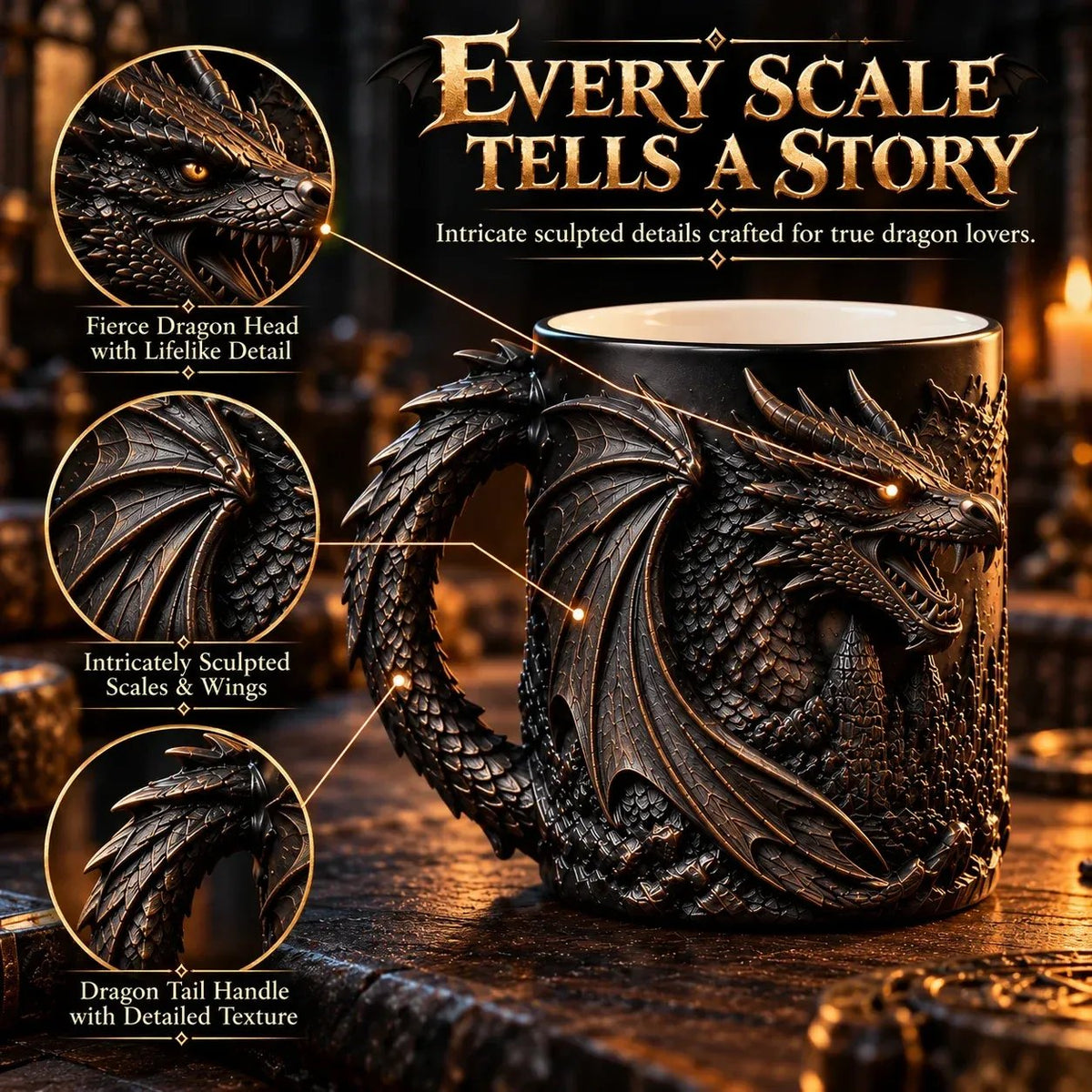 🔥 Ultimo giorno: SCONTO DEL 50% 🐉 Tazza magica 3D 'Dragonfire' con effetto termico | Versa una bevanda calda. Risveglia il drago.🔥