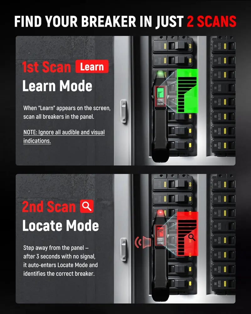 Free shipping🔥2-in-1 Circuit Breaker Finder & Outlet Tester with Smart 2-Scan Tech – Auto-Hold LCD, NCV Detection & Full Adapter Kit.