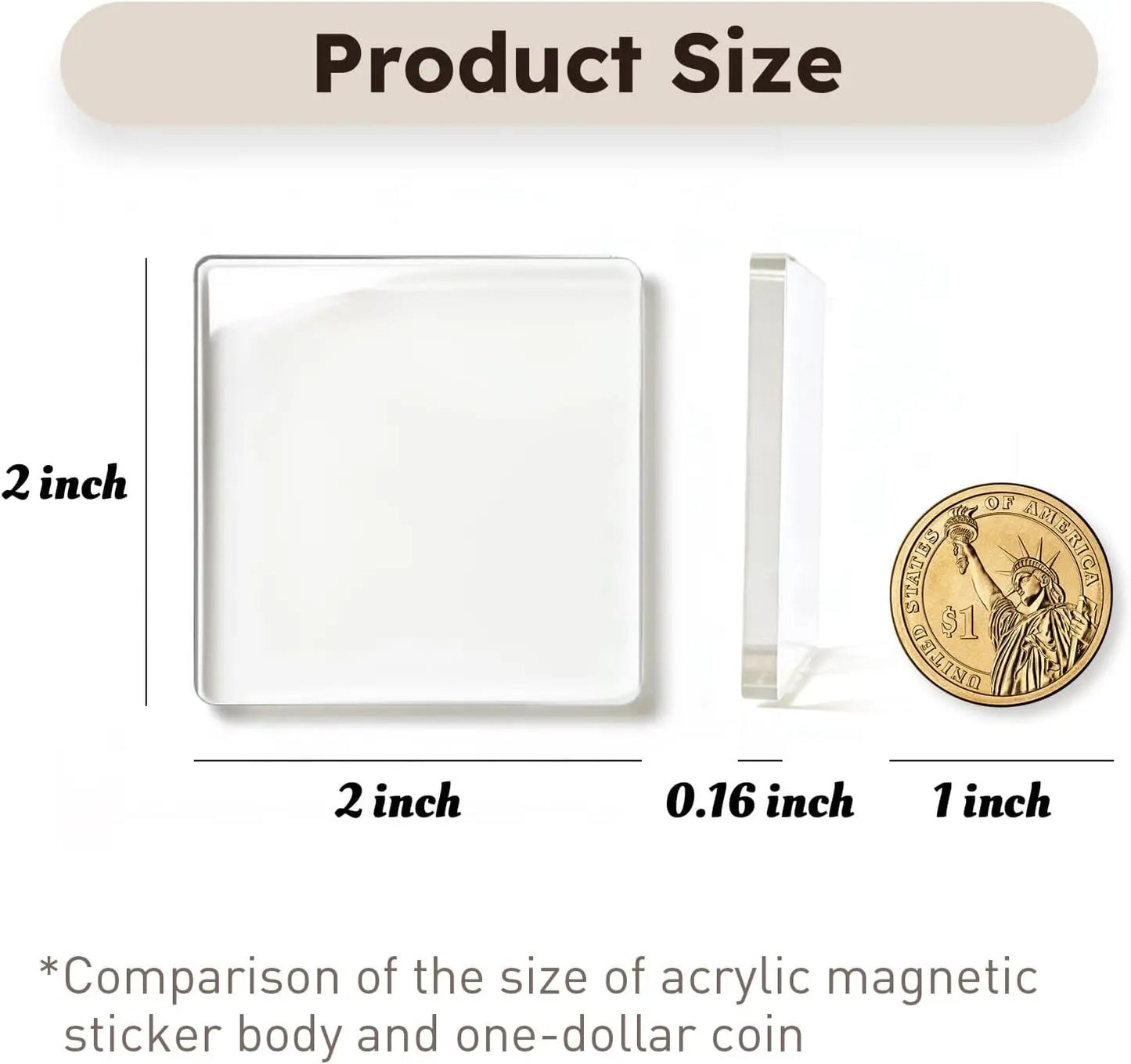 🎞✂ 10 Pack  2" x 2" Clear Acrylic DIY Fridge Magnet Set with Adhesive Backing – Square Magnetic Photo Frames with Stunning 3D Effect 💕