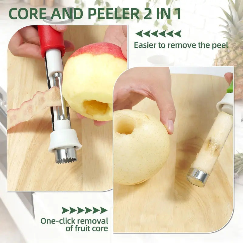 2 in 1 Apple Corer and Peeler, Apple Core Removal Tool, Stainless Steel Fruit Corer 🍎