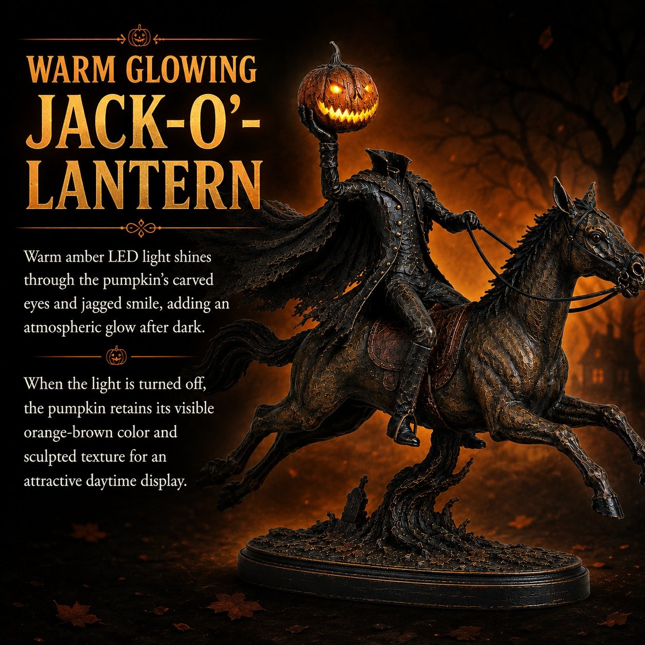 🎃🏇 Midnight Chase Headless Horseman Statue
