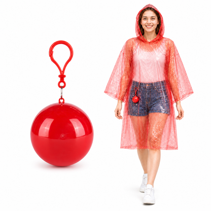 Portable Rain Poncho Ball – Waterproof Hooded Raincoat with Clip-On Case | 3PCS