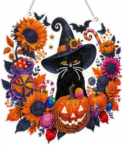 Halloween Witch DIY Diamond Art Window Suncatcher - Halloween Pearl Art Kit