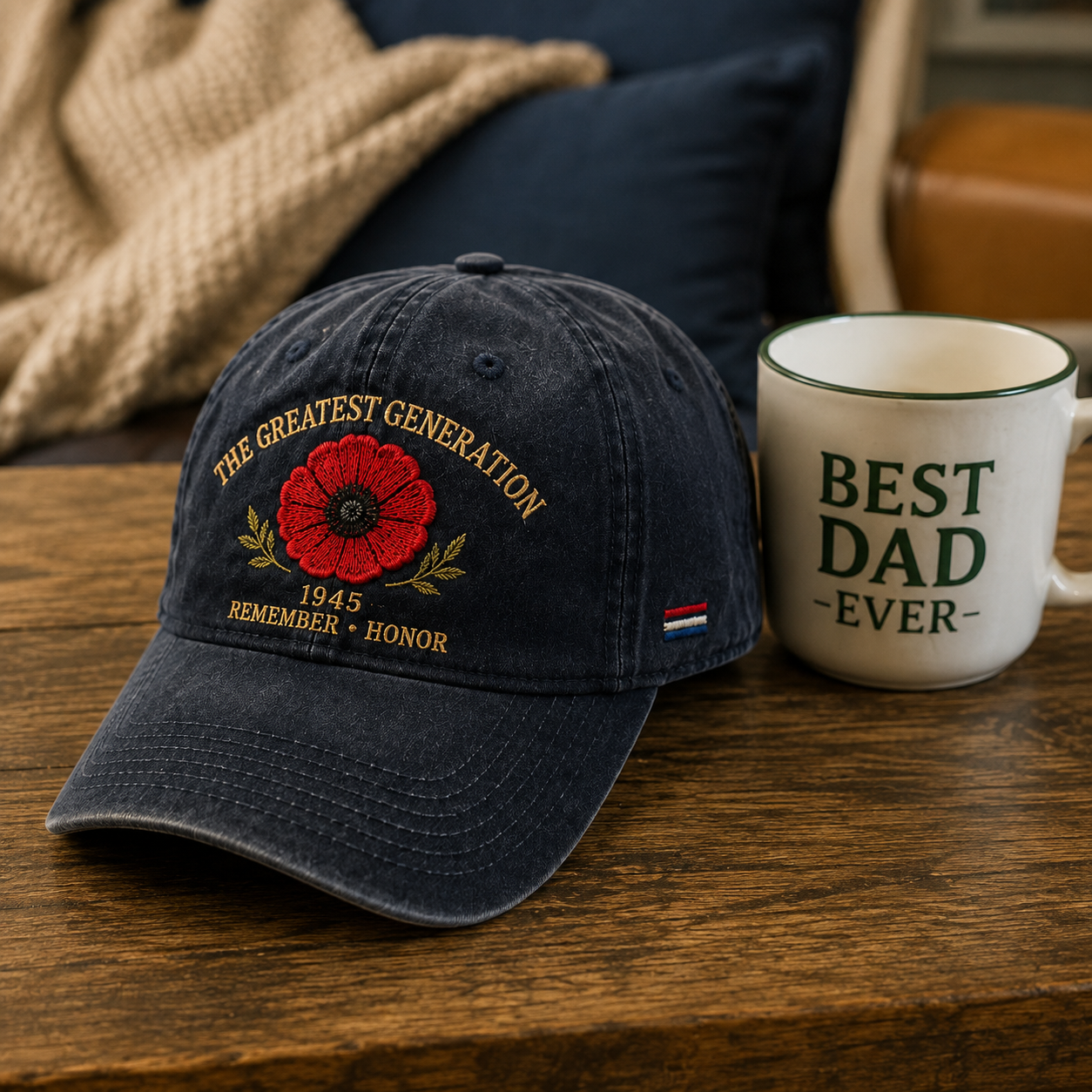 🎁 The Greatest Generation 1945 Memorial Poppy Cap – Remember & Honor