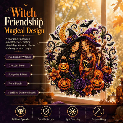 Halloween Witch DIY Diamond Art Window Suncatcher - Halloween Pearl Art Kit