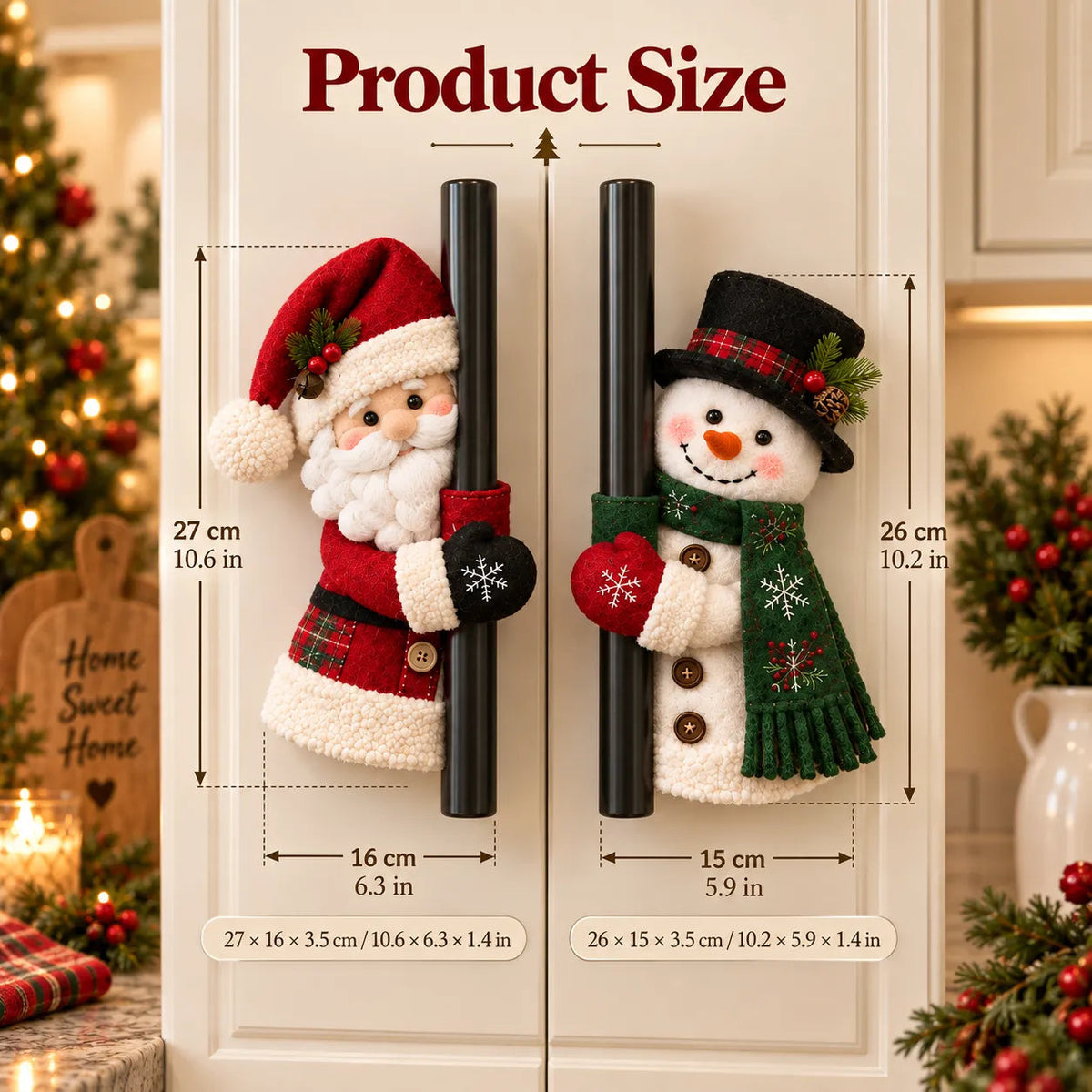 ☃️🎅 Christmas Santa & Snowman Handle Huggers – Set of 2