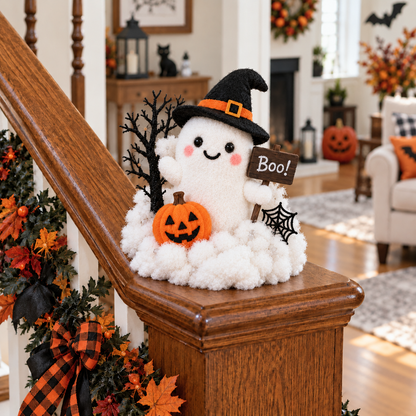 Whimsical Halloween Ghost Decor – Cute Staircase & Tabletop Display
