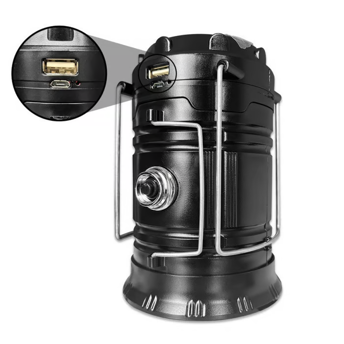 💡 Collapsible Portable LED Camping Lantern Lightweight Waterproof Solar USB Rechargeable LED Flashlight